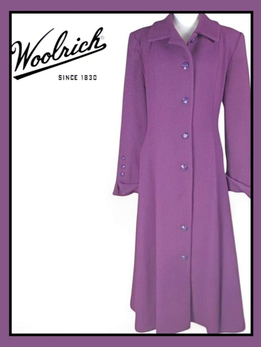 Vintage 1970s Woolrich Fit and Flare Maxi Long Coat size 12 **RARE**